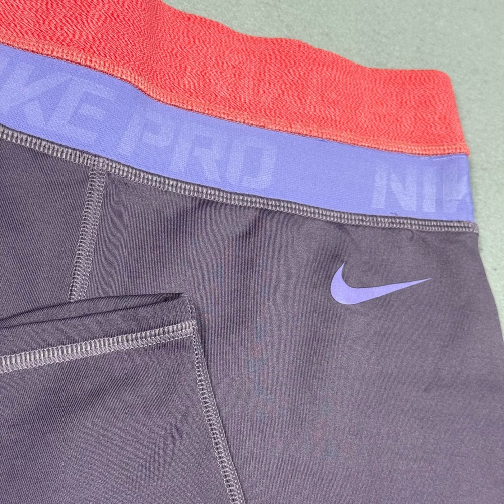 Nike Pro Dri-FIT Purple Leggings Womens Medium Contrast Waistband Tights